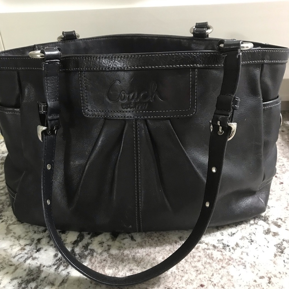 Coach black leather bag